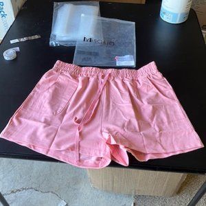 Misakia Women's Dark Pink Elastic Waist Drawstring Pocketed Shorts L NWT